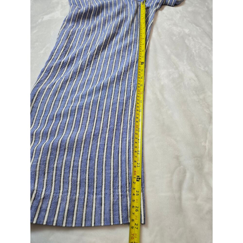 Tyler Boe Blue and White Stripe Straight Leg Pant, Elastic Tie Waist, Size M - Picture 9 of 9